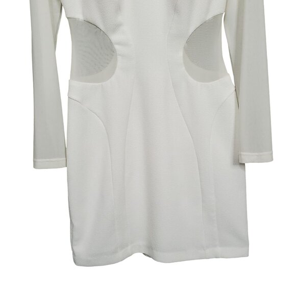 Vintage Arden B L Dress BodyCon Sheer Cut Out Long Sleeve Winter White Trendy - Picture 11 of 14
